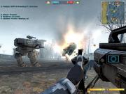 Schneetreiben: Gegen einen gezielten Schuss aus dem Raketenwerfer ist selbst ein Mech machtlos. (PC) 