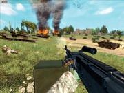 Wer so spielt, lebt nicht lange: Aufrecht übers Feld zu staksen ist bei Armed Assault eine doofe Idee. Zudem trifft man mit dem MG stehend nichts. 