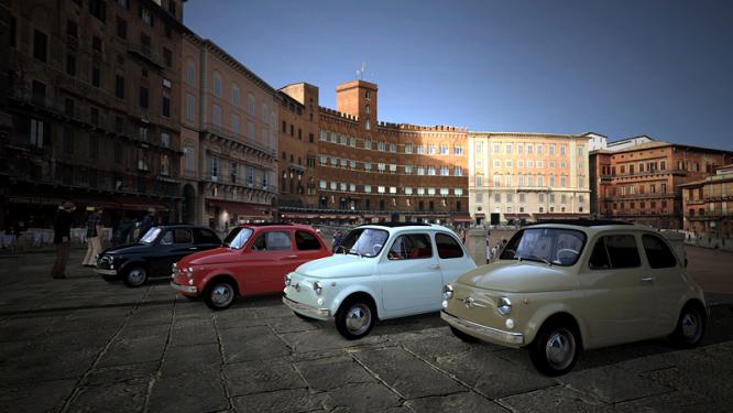 Diese Fiat 500 haben ein paar mehr Jahre auf dem Buckel als die Entwicklungszeit von Gran Turismo 5 - hoffen wir, dass das auch so bleibt.