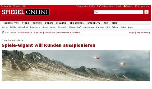 Damit hat Electronic Arts sicherlich nicht gerechnet: Origin ist Top-Thema bei Spiegel Online. 