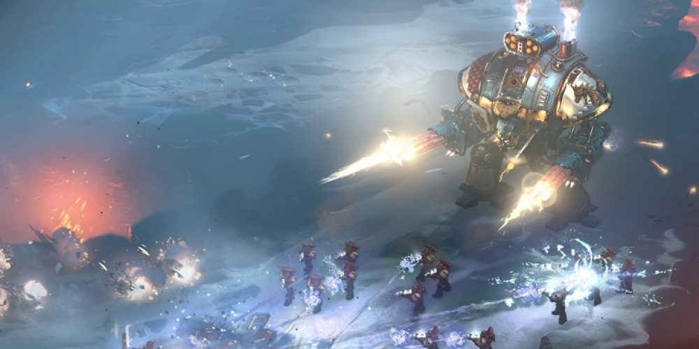 Der Imperiale Ritter ist einer der größten Einheiten in Dawn of War. Alleine mit dem gigantischen Mech kann man ganze Horden von Gegnern ausschalten.