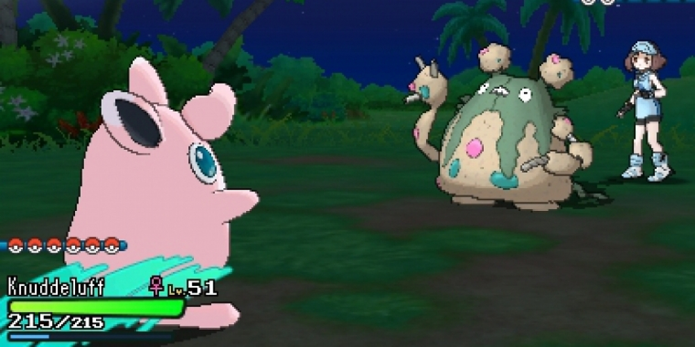 In dem Naturparadies von Poni, die vierte Insel, trifft man zu aller erst auf diesen Trainer. Es wirft mit Müll. Soll das eine Botschaft sein?
