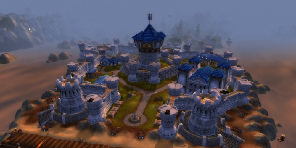 So sieht die Stadt Theramore im MMO World of WarCraft aus.