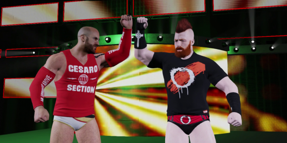 Die Wrestler sehen auch auf der Switch gut aus. leider bewegen sie sich in Zeitlupe.