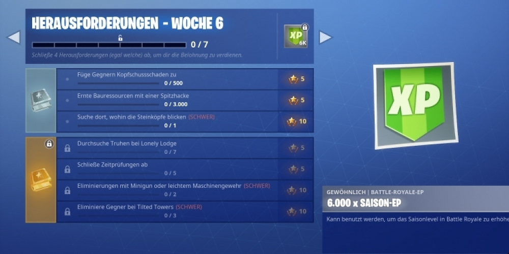 Übersicht zu den Herausforderungen von Woche 6 der fünften Staffel in Fortnite Battle Royale.