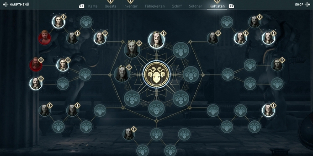 Übersicht zu den Mitgliedern des Kultes in Assassins Creed Odyssey.