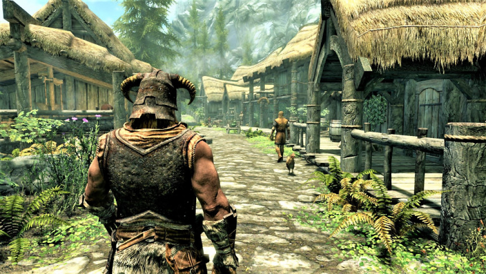 Ein Spaziergang durch ein Dorf in Skyrim