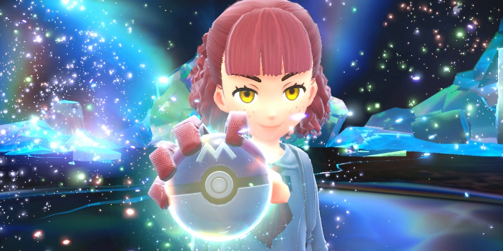 Die Hauptfigur hält einen Meisterball in die Hand