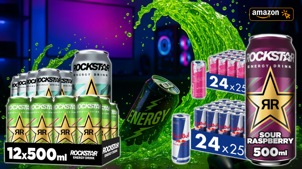 Amazon haut ab 84 Cent pro 0,5 Liter am Prime Day raus: Energy Drinks von Rockstar und Red Bull