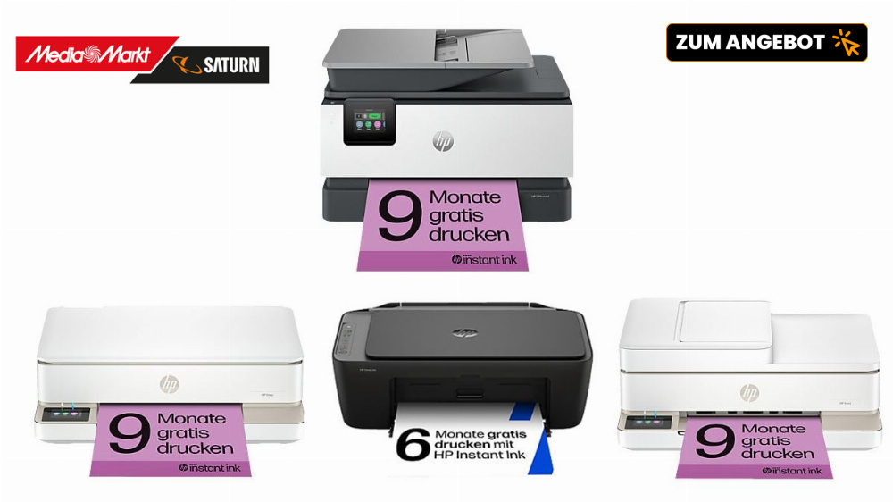 Bis zu 9 Monate gratis drucken: Rabattierte Farb-Multifunktionsdrucker von HP ab 55,90€ - drucken, scannen, kopieren