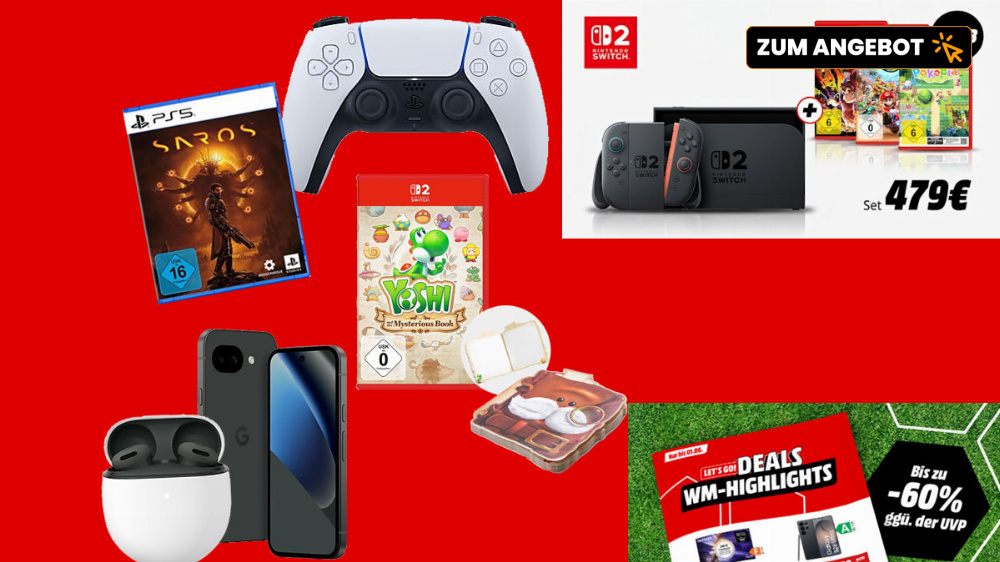 PS5-Controller mit Spiel 99,99€, Switch 2 mit Spiel 479€: Spar-Bundles bei MediaMarkt
