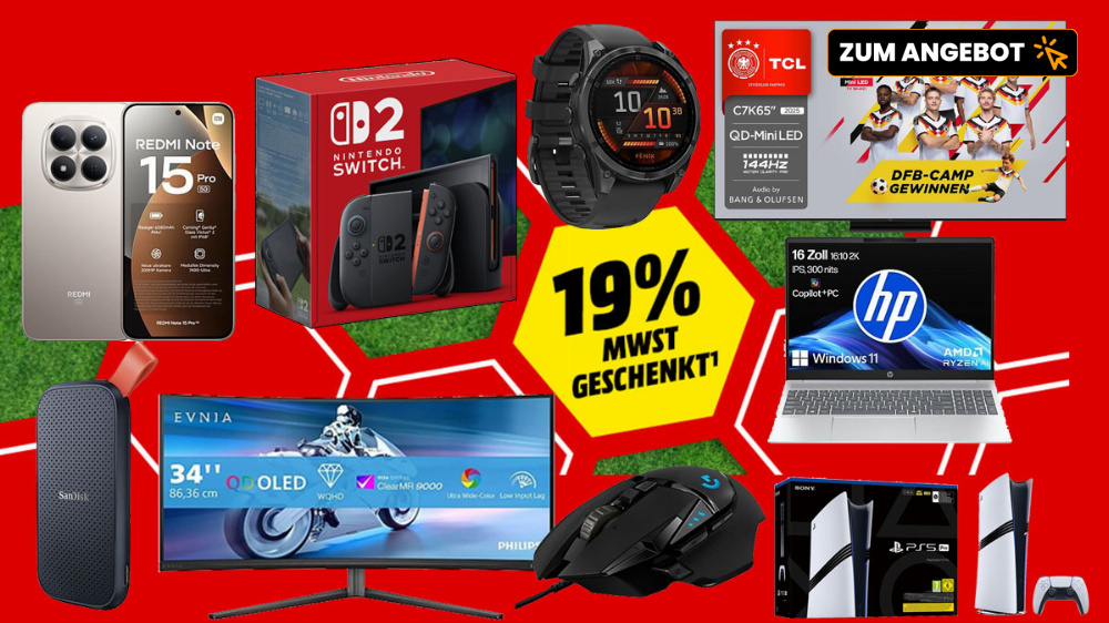 MwSt. geschenkt: Diese 19 Angebote sind die Stars der Aktion - TVs, Konsolen, Monitore uvm.