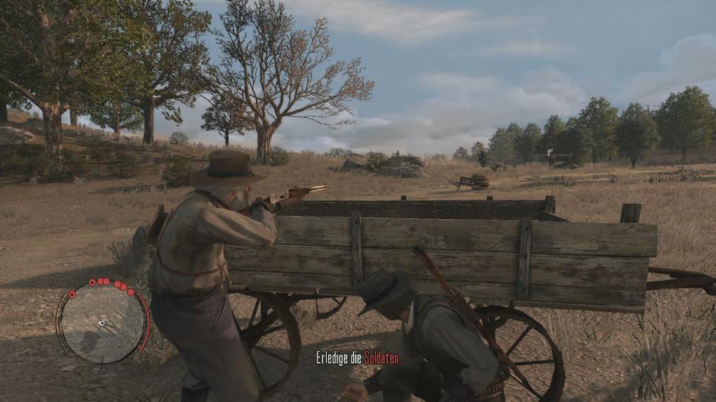 Geht am beste direkt hinter dem Wagen in Deckung und erledigt gemeinsam mit Uncle von dort aus die anrückenden Soldaten.