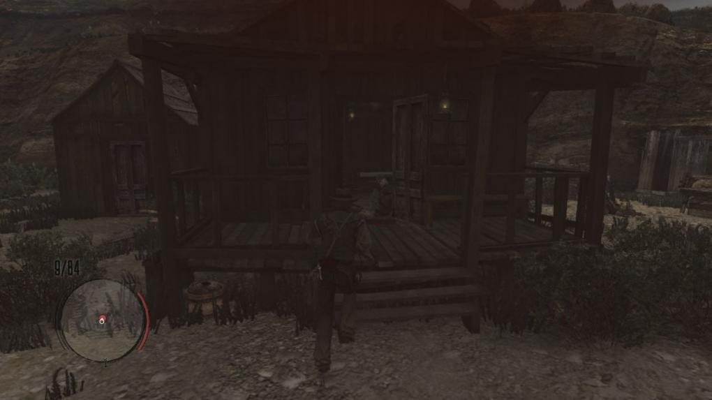 Wenn ihr alle Banditen erledigt habt, müsst ihr die Hütte nach dem MG durchsuchen. Außer einem weiteren Feind, werdet ihr dort jedoch nicht fündig.