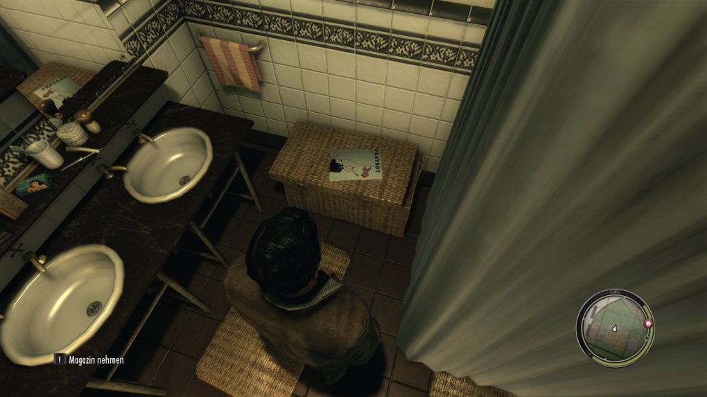 Kapitel 11 - Ein Freund von uns / Chapter 11 - A Friend of Ours: In Leos Haus: Im ersten Stockwerk im Badezimmer liegt dieses Magazin auf einem geflochtenen Korb.