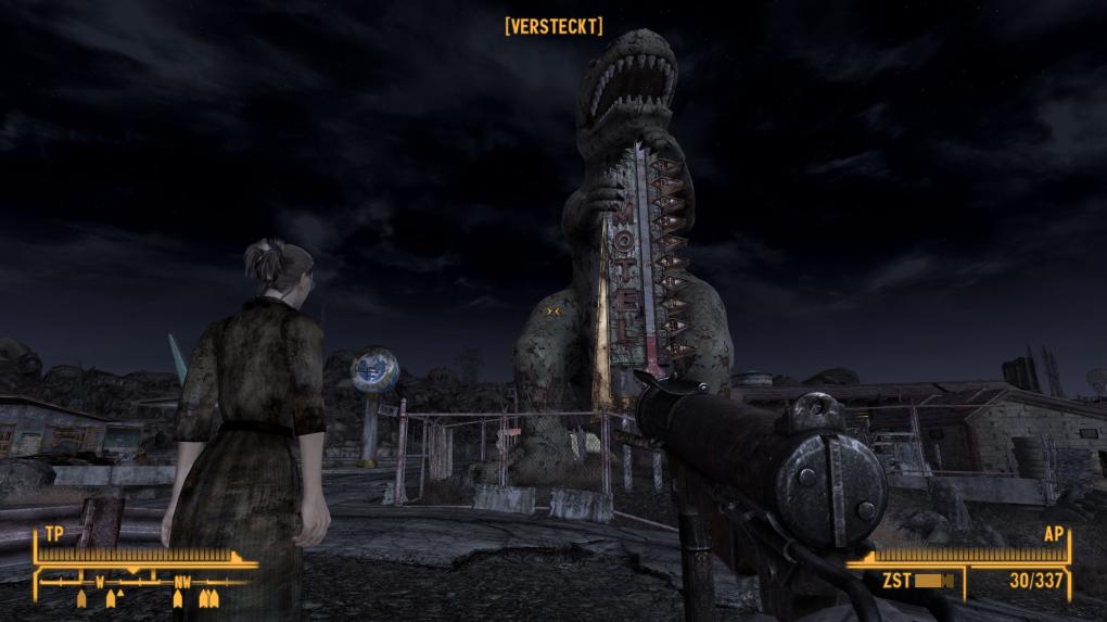 Nachdem wir den Kaufvertrag der Sklavenhändler in Jeannies Safe entdeckt haben, führen wir sie vor die Dinostatue und setzen dann Boons Barett auf. Der Witwer kümmert sich dann um den Rest.