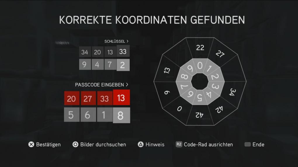 Assassin's Creed: Brotherhood Komplettlösung: Glyphen-Rätsel Nr. 6: Erneut muss das Coderad so ausgerichtet werden, dass sich der richtige Schlüssel ergibt. Die Zahlenfolge 20, 27, 33, 13 gewährt euch Zugriff.