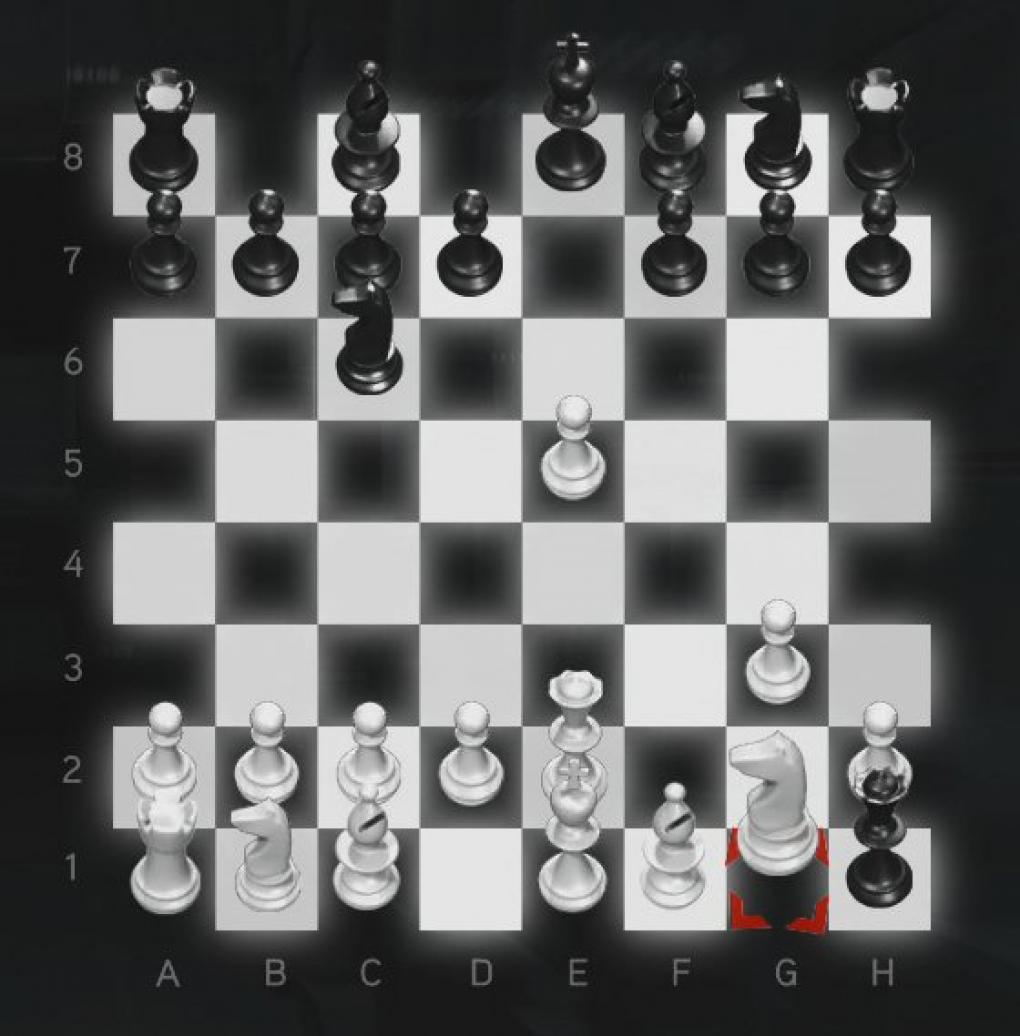 Assassin's Creed: Brotherhood Komplettlösung: Glyphen-Rätsel Nr. 6: Die Dame hat vom weißen König abgelassen und bedroht nun den Springer. Rettet ihn auf F3.