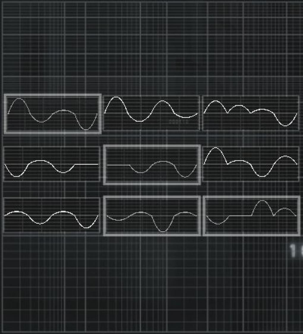 Assassin's Creed: Brotherhood Komplettlösung: Glyphen-Rätsel Nr. 8: Eine Vermengung der vier umrahmten Muster ergibt die benötigte Sinuskurve.
