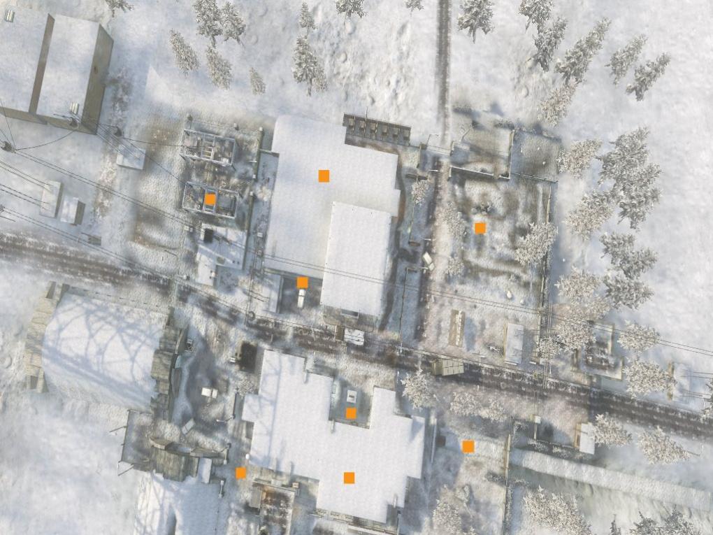Hauptquartier - Die orangenen Quadrate sind die Hauptquartier-Punkte.