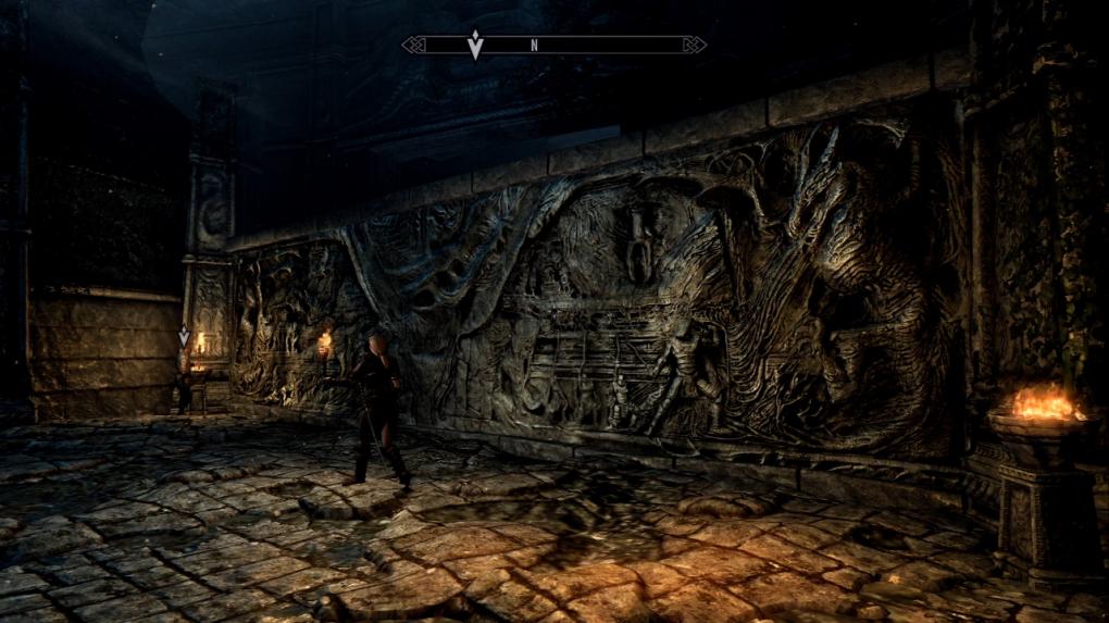Alduins Wand zeigt Hinweise, die Esbern für uns deuten kann.