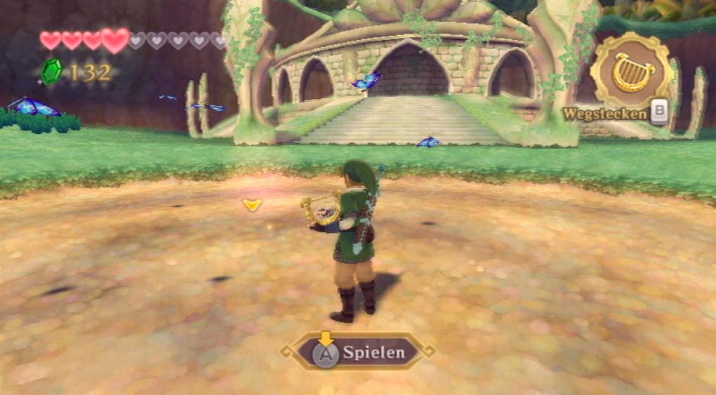 Link beim Spielen der Harfe. 