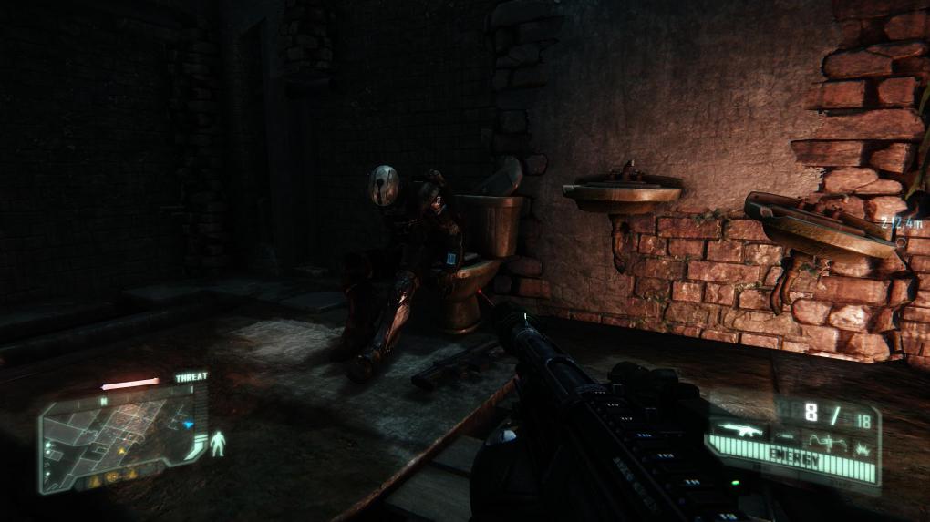 Crysis 3 Komplettlösung - Level 4: Safeties Off - Untersucht den Soldaten auf der Toilette.