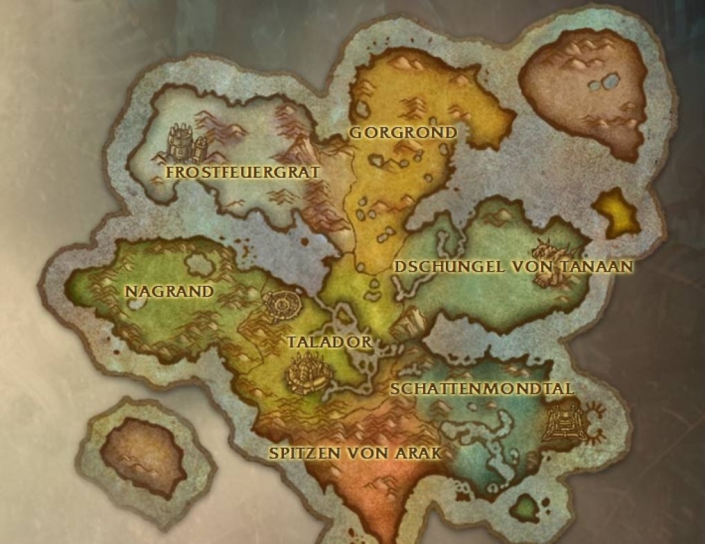 Was ist das unscheinbare Gebiet oben rechts, dass auf der TBC-Karte Nethersturm wäre? Eigentlich sollte in WoD dort Farahlon für mehr Story-Quests sorgen.