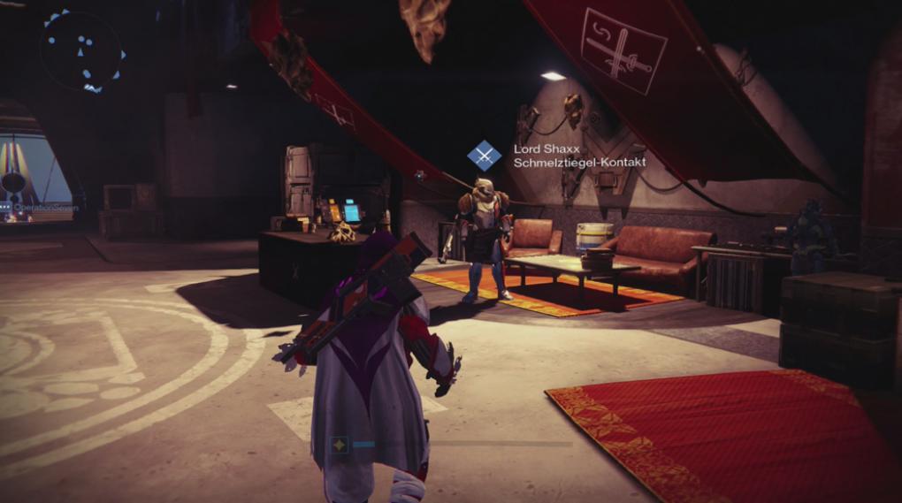 Lord Shaxx (Schmelztiegel) stellt für euch das legendäre Schwert her, sobald ihr ihm die dafür nötigen Rohstoffe aushändigt.