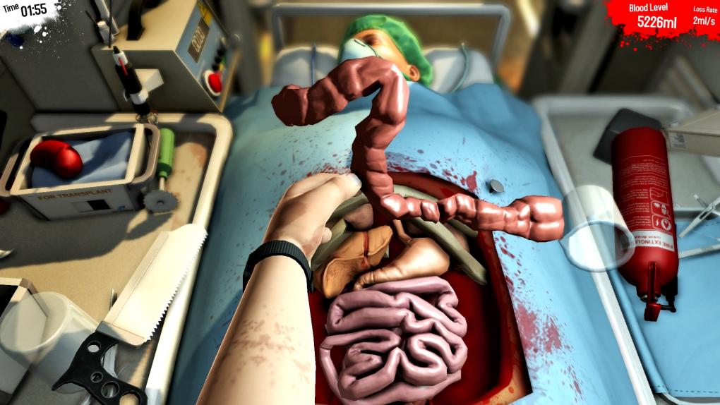 In Surgeon Simulator arbeitet ihr als Chirurg und führt Operationen durch. Dabei müsst ihr eure Hände ganz gezielt bewegen, sonst ... ups... Oh! Wir müssen weg...!