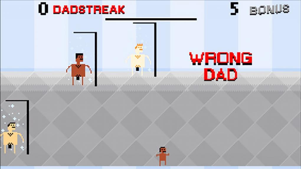 Falscher Vater: Duscht man mit dem falschen Dad, gibt es Punkteabzug und irgendwann ereilt einen der Game-Over-Bildschirm. (PC)