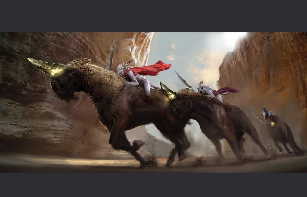 Außerirdische Figuren reiten auf einer Art Space-Pferd. So zeigt sich Internal 7 auf den wenigen bekannten Bildern.
