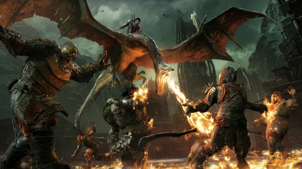 Sodbrennen: Die Reittiere der Nazgûl speien in Schatten des Krieges Feuer und lassen sich vom Spieler zähmen. Mit den Drachen fliegt ihr über Burgmauern hinweg. (PC)