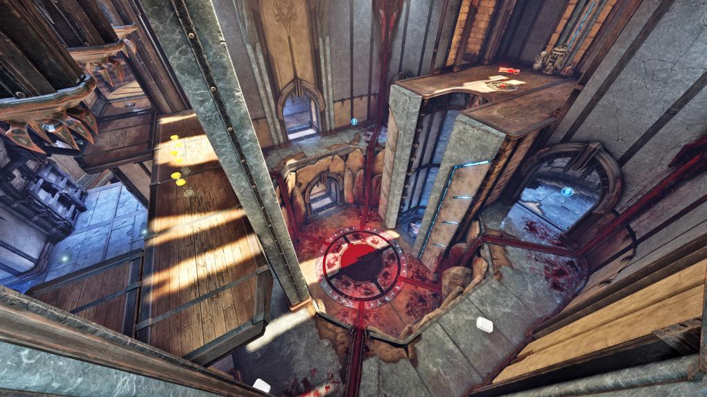 Hoch hinaus: Vertikales Gameplay steht auch in Quake Champions im Mittelpunkt. Die Arenen sind bestückt mit Jumppads, Portalen und mehreren Ebenen.