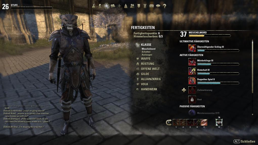 TESO: Morrowind - Konzentriert euch beim Leveln auf ein paar wenige Fertigkeitlinien, um diese schnell auszubauen.