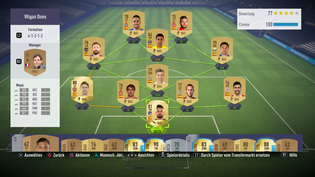 Nach bereits zwei Stunden Spielzeit konnten wir unser erstes Gold-Team aufbauen. Nun geht es darum Münzen zu farmen.
