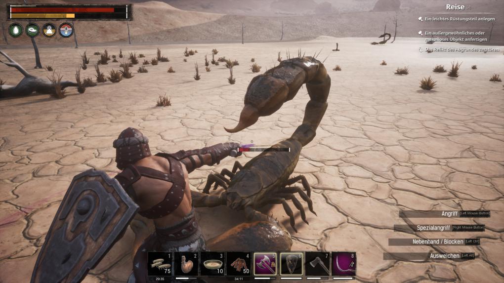 <strong>Conan Exiles </strong>im Test:&nbsp;Mit Update 33 haben die Entwickler das Kampfsystem spürbar verbessert, mit wenigen Klicks führt ihr verheerende Angriffe durch.