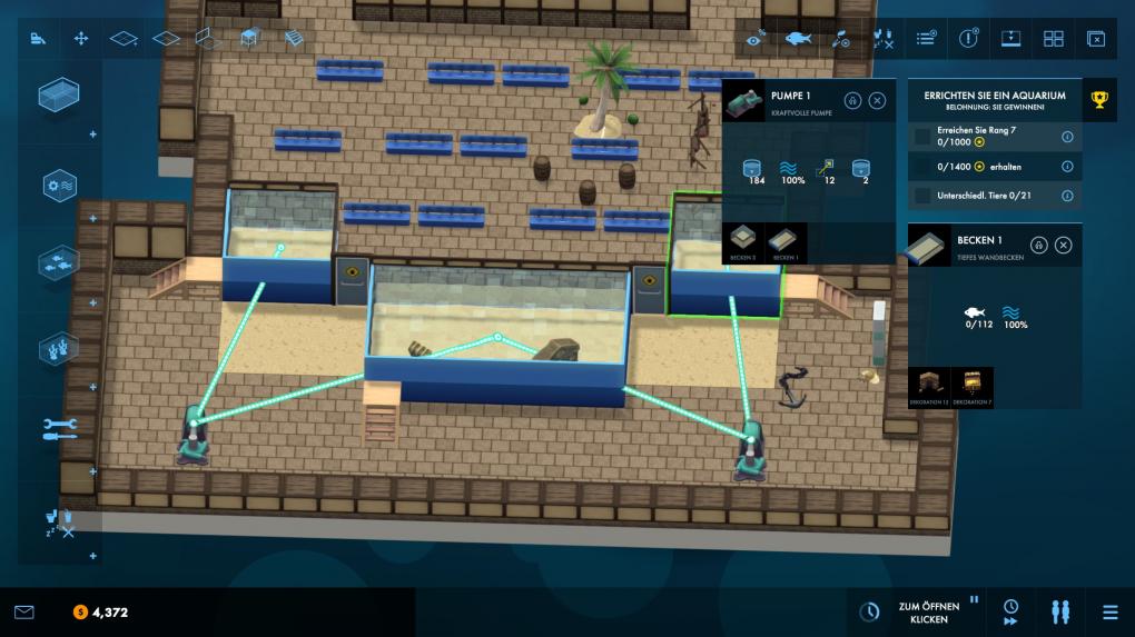 Jedes Becken muss mit Filtern und Heizgeräten verbunden werden. Soll die Technik nicht zu sehen sein, verbindet das Aquarium mit Pumpen.