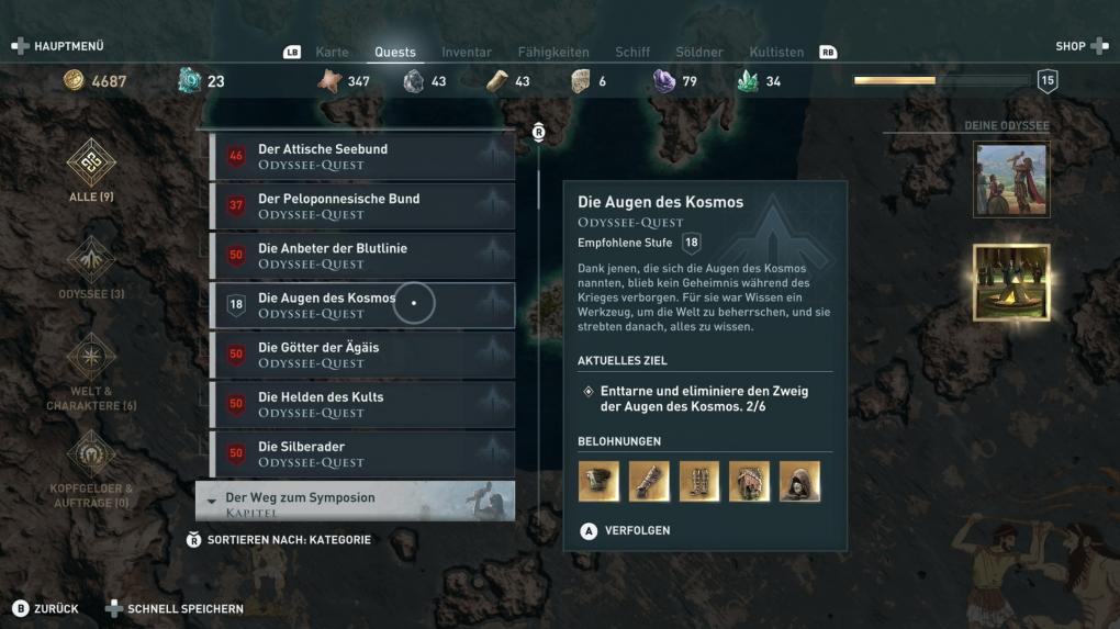 In den Missionen zum Kult des Kosmos in Assassin's Creed Odyssey holt ihr euch legendäre Rüsungssets.