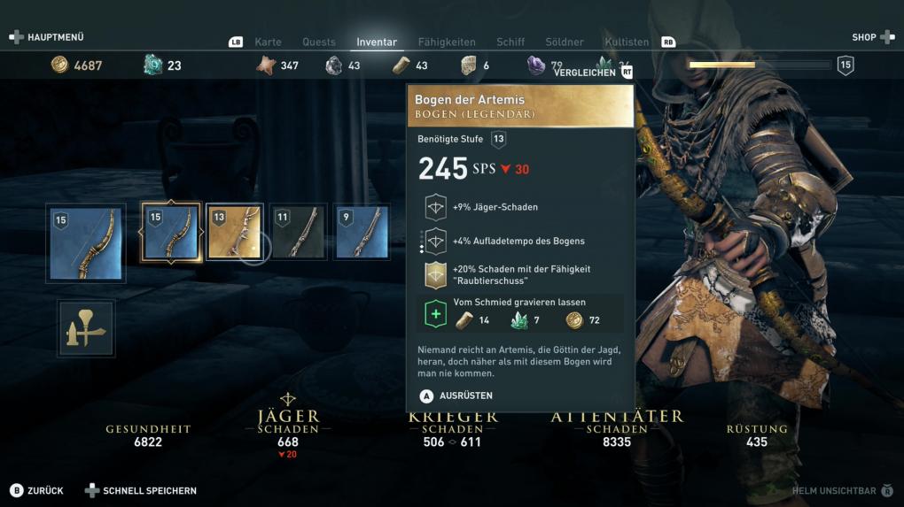 Während der passenden Jagd-Quest erhaltet ihr den Bogen der Artemis in Assassin's Creed Odyssey.