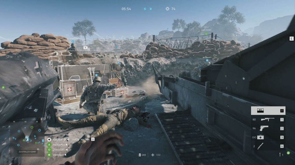 In Battlefield 5 können wir auf Knopfdruck Barrikaden errichten und so für zusätzliche Sicherheit vor Snipern sorgen.