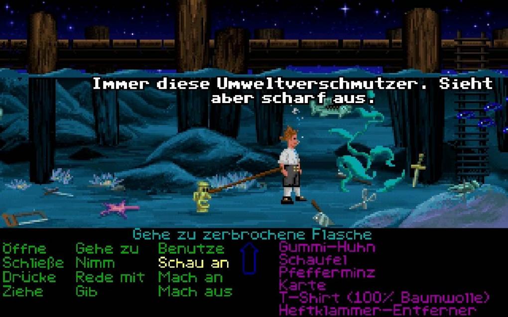 The Secret of Monkey Island (1990)<br>
Ron Gilberts legendäres Point'n'Click-Adventure erzählt die todwitzige Geschichte von Möchtegern-Pirat Guybrush Threepwood und hat neben fantastischen Rätseln mehr Charme in einem Pixel als so manches modernes Spiel in seiner Gesamtheit. Wer’s moderner mag, greift zur gelungenen Special Edition, die 1080p-Grafik, einen neuen Soundtrack, englische Sprachausgabe (mit deutschen Untertiteln) und eine überarbeitete Steuerung bietet. Teil 2 (1991) und 3 (1997) sind ebenfalls großartige Abenteuerspiele, Teil 4 fällt mit seiner 2,5D-Polygon-Optik und der hakeligen Steuerung hingegen spürbar ab. Telltale Games veröffentlichte zudem 2009 mit dem Quasi-Nachfolger Tales of Monkey Island ein in fünf Episoden unterteiltes 3D-Adventure, das aber nicht ganz an frühere Glanzzeiten anschließen konnte.