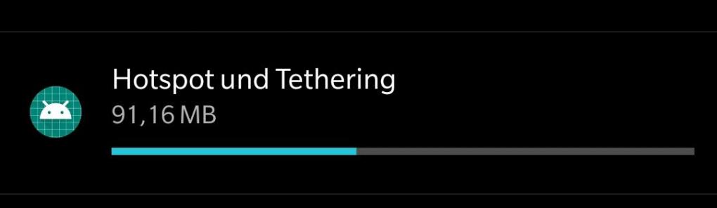Gibt man via Tethering seine Internetverbindung für anderen Geräte frei, kann man auch sehen, wie viel diese 'Gastgeräte' von der eigenen Datenflat verbraucht haben.