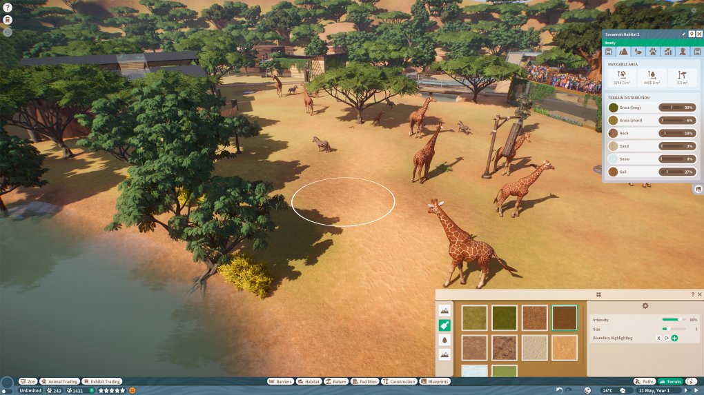 Das im November 2019 erscheinende Planet Zoo verwandelt uns in einen Zoo-Besitzer. Wir kümmern uns also um den Aufbau der Gehege und müssen zugleich Zuschauer in die Anlage locken.