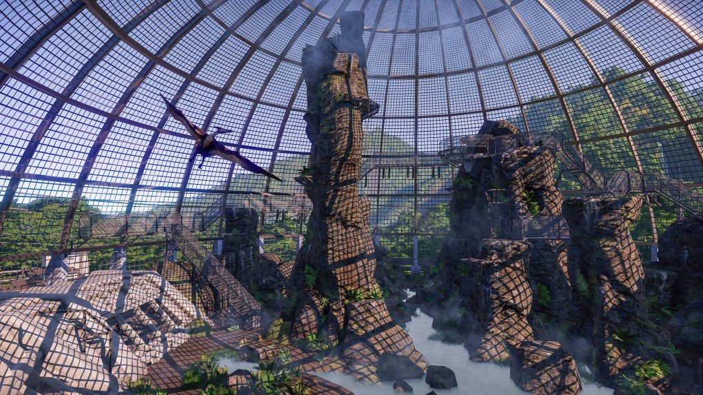 Da fliegt er: Die Pteranodons sind im neuen Gebäude, dem Aviarium untergebracht.