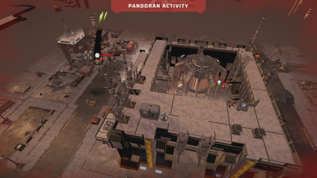 Im späteren Verlauf der Kampagne treffen wir auf Gegnerarten, die uns mit mehreren Explosivgeschossen aus weiter Entfernung aufs Korn nehmen.