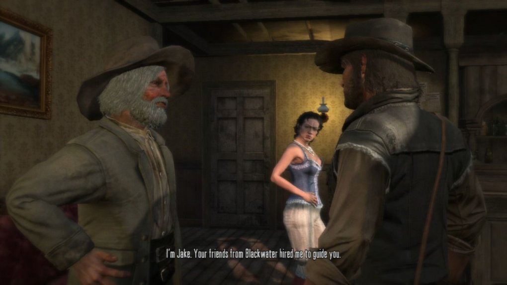 Der zottelige Jake wurde von Marshal Johnson als Marstons Begleiter angeheuert. Er führte ihn von Armadillo nach Fort Mercer. Treffpunkt der beiden war ein Saloon inklusive leichter Mädchen. <br> &nbsp;