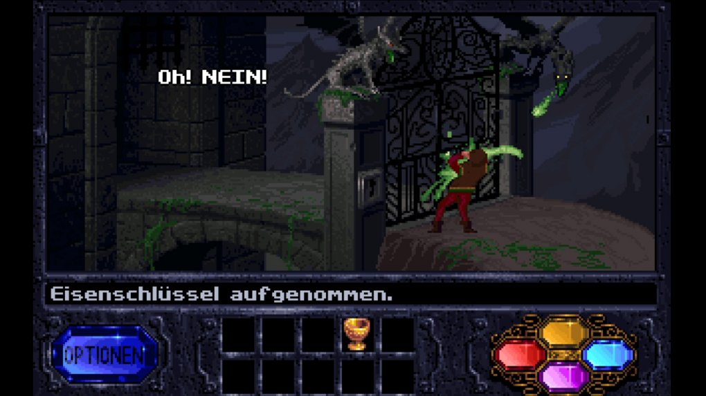 Eine der wenigen Möglichkeiten zu sterben: Wer dieses Tor ohne die notwendige Vorbereitung öffnet, der wird von den Steinfiguren gegrillt. <br> &nbsp;