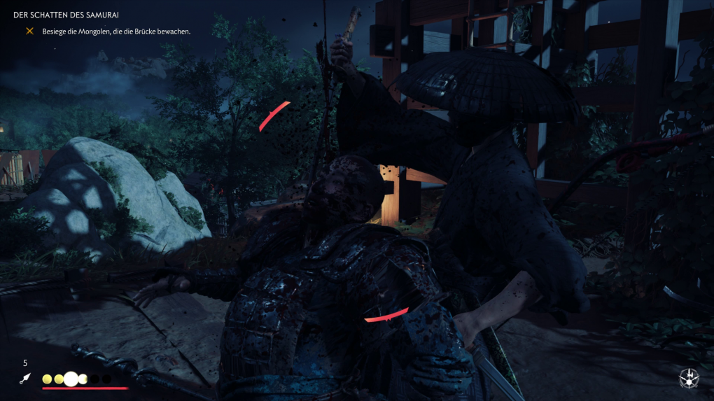 Ähnlich wie die Meuchelmörder aus Assassin's Creed führt auch Jin Sakai Attentate aus dem Verborgenen aus.