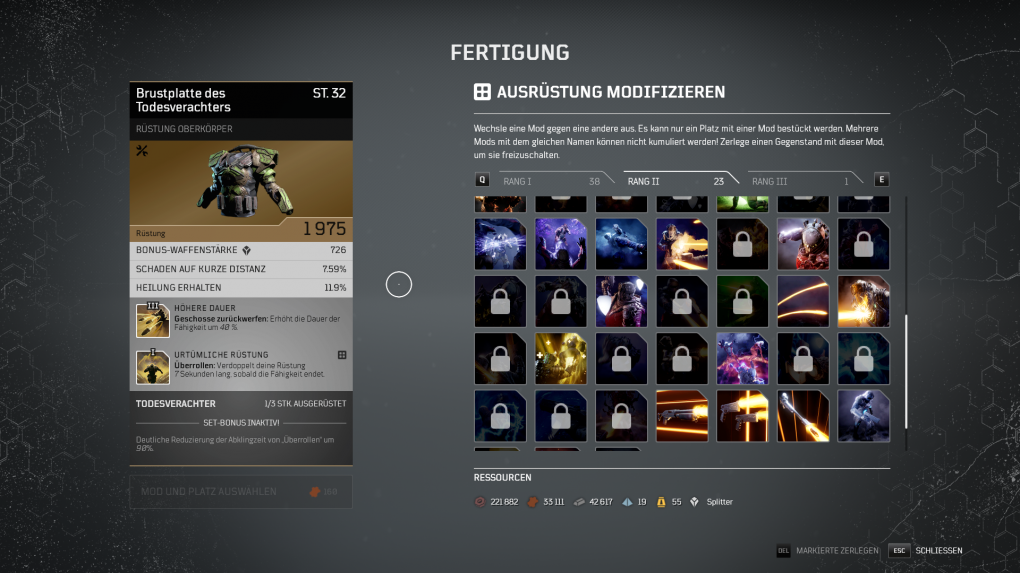 Jeweils ein Mod-Slot lässt sich einmalig von uns ändern. Gerade für Endgame-Builds unvermeidbar!